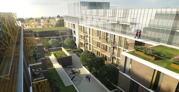 The Oaks Shopping Centre W3 CGI internal courtyard view